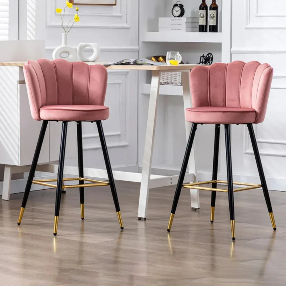 Pink Color Flower Counter Stool - All India Decor