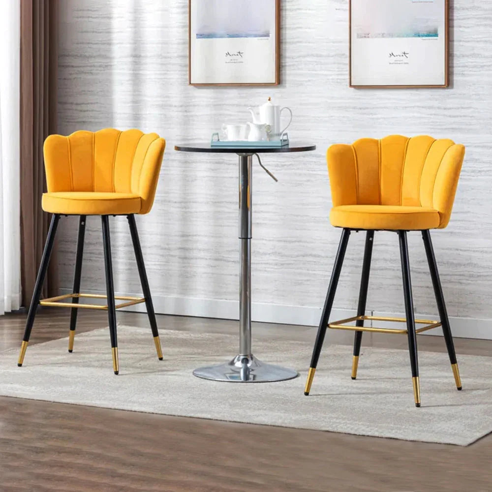 Yellow Color Flower Counter Stool - All India Decor