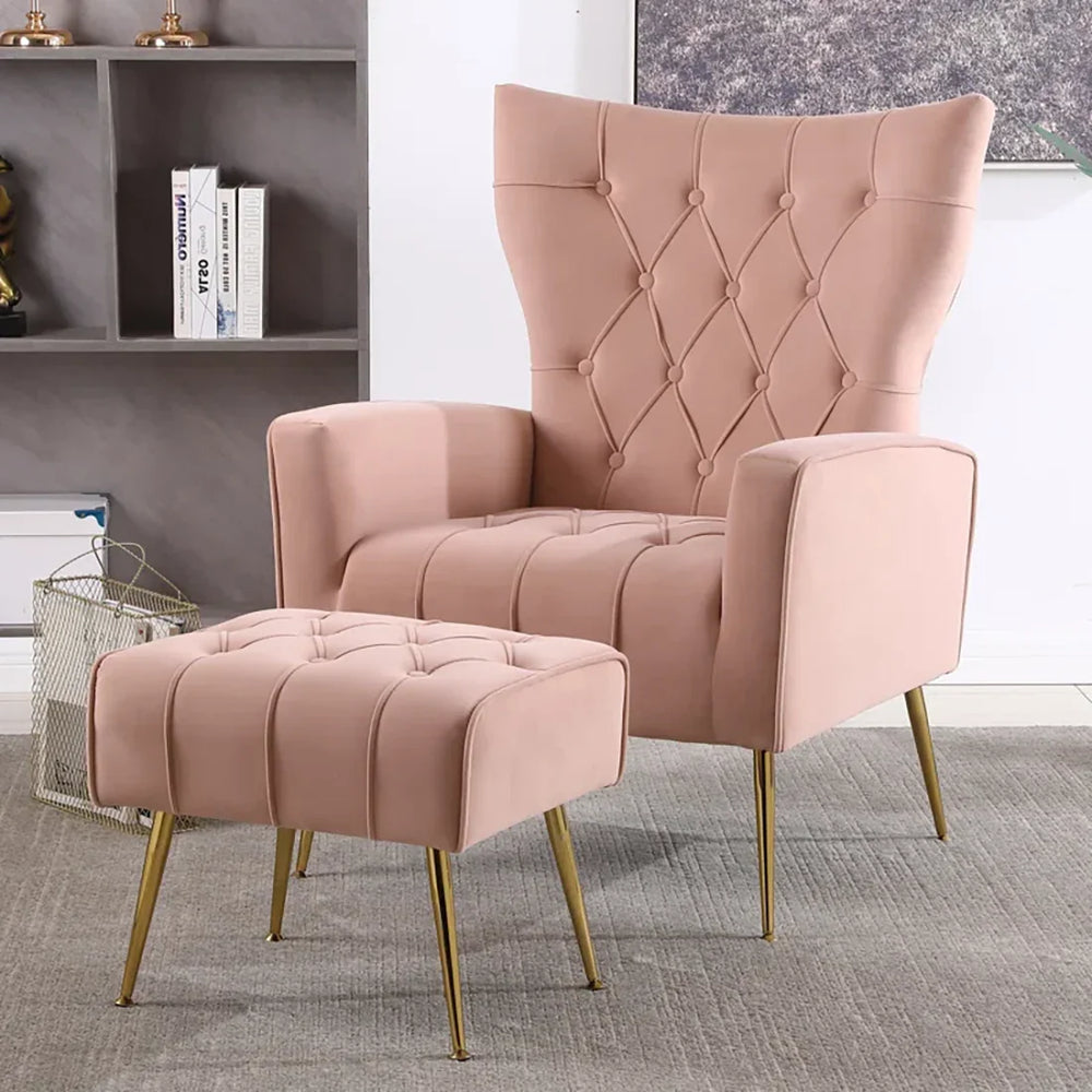 Pinkk Danney Accent Chair With Ottoman - All India Decor