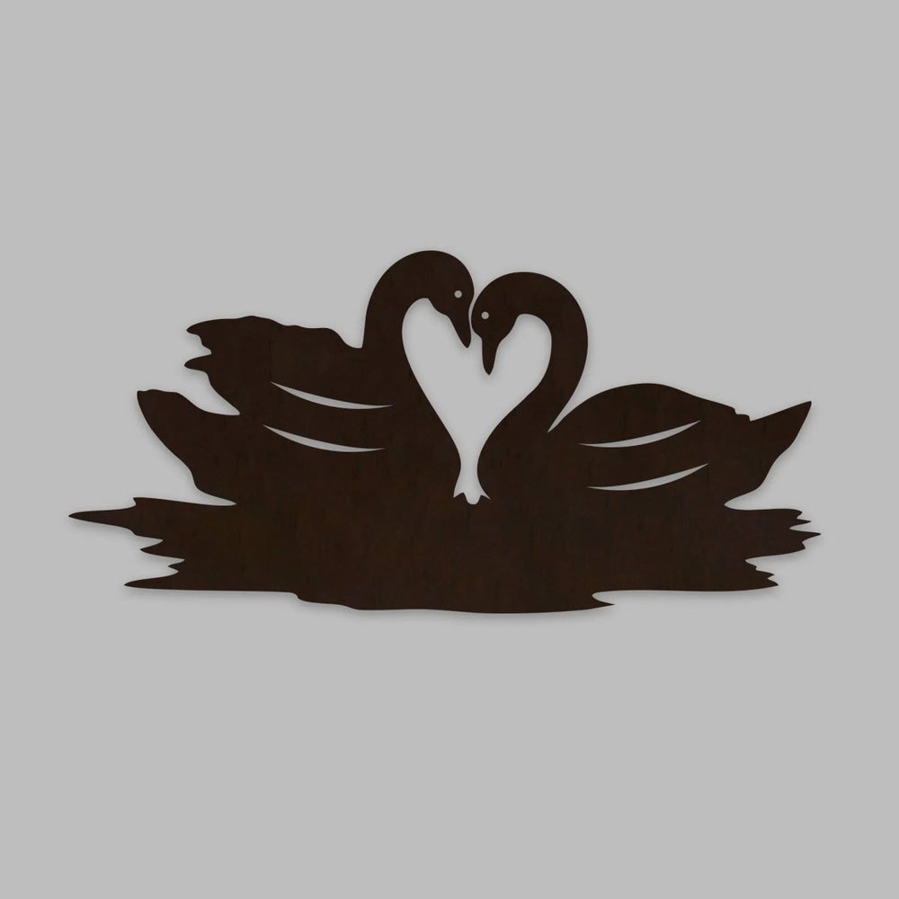 Loving Pair of Swan Backlit Wooden Wall Decor with LED Night Light Walnut Finish - All India Decor
