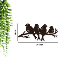 Birds Sitting on Branch Backlit Wooden Wall Decor with LED Night Light Walnut Finish - All India Decor