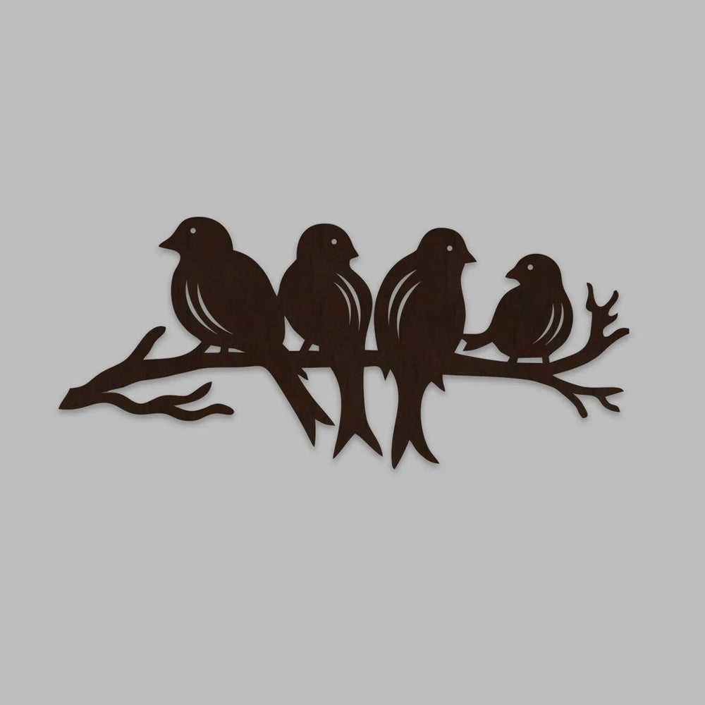 Birds Sitting on Branch Backlit Wooden Wall Decor with LED Night Light Walnut Finish - All India Decor