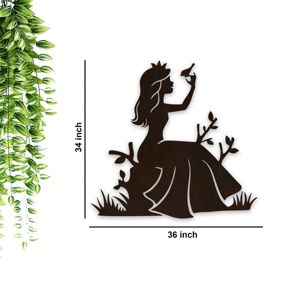 Fairytale Princess Backlit Wooden Wall Decor with LED Night Light Walnut Finish - All India Decor