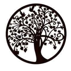 Beautiful Tree of life Round Backlit Wooden Wall Hanging with LED Night Light Walnut Finish - All India Decor