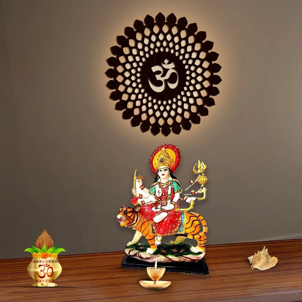 Beautiful OM Mandala Backlit with LED Wooden Wall Hanging - All India Decor