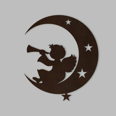 Silhouette Angel Backlit Wooden Wall Hanging with LED Night Light Walnut Finish - All India Decor