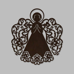 Fairy Angel Backlit Wooden Wall Hanging with LED Night Light Walnut Finish - All India Decor