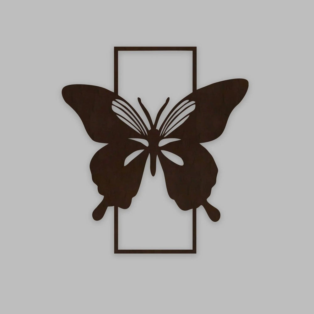 Modern Butterfly Art Backlit Wooden Wall Decor with LED Night Light Walnut Finish - All India Decor