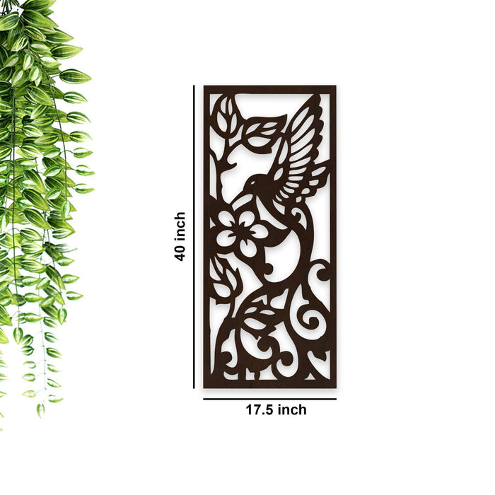 Beautiful Bird with Flower Backlit Wooden Wall Hanging with LED Night Light Walnut Finish