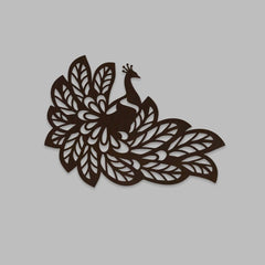 Beautiful Peacock Wings Designer Art Backlit Wooden Wall Decor with LED Night Light Walnut Finish - All India Decor