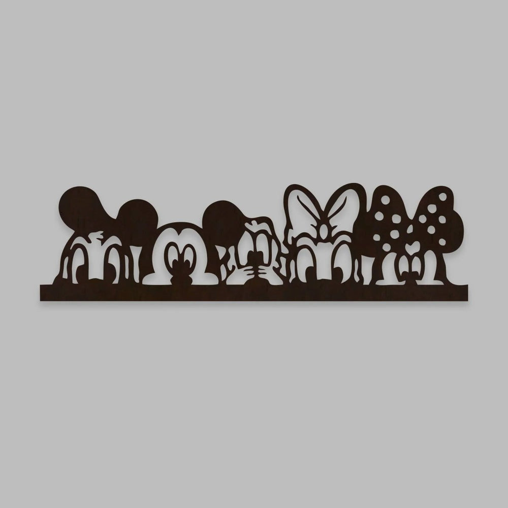 Mickey Mouse And Friends Backlit Wooden Wall Decor with LED Night Light Walnut Finish - All India Decor