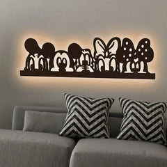 Mickey Mouse And Friends Backlit Wooden Wall Decor with LED Night Light Walnut Finish - All India Decor