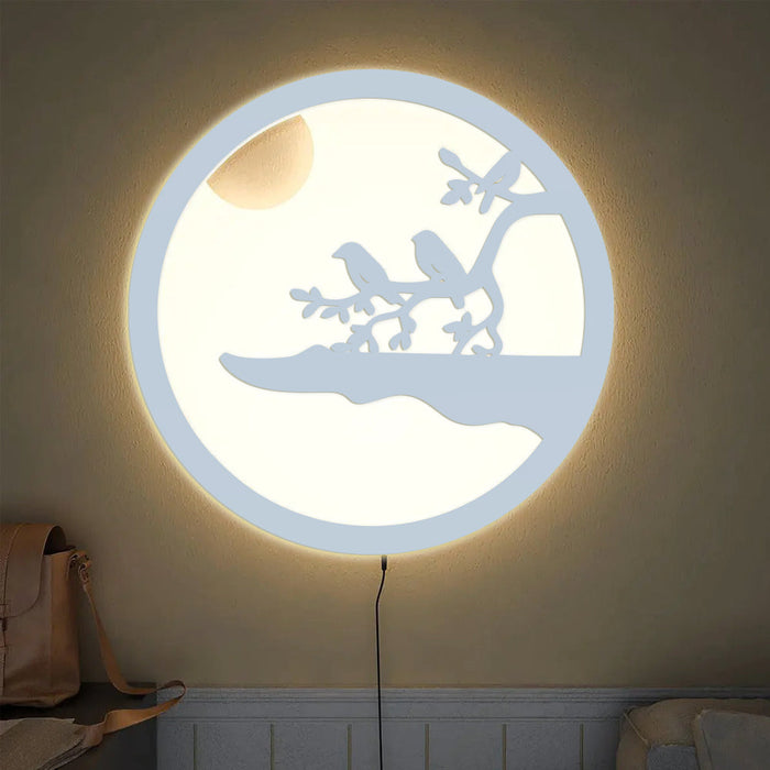 Chirping Birds Round LED Wall Light