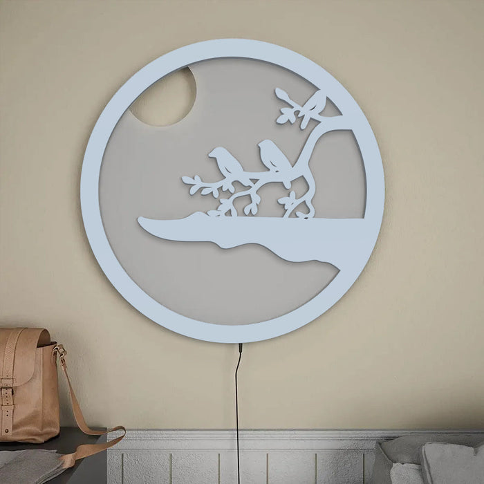 Chirping Birds Round LED Wall Light