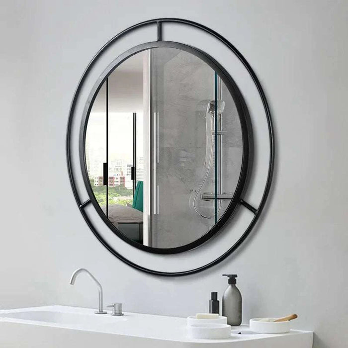 Designer Ring Wall Mirror Black