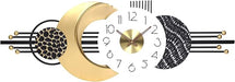 Decorative wall clock with gold crescent moon design