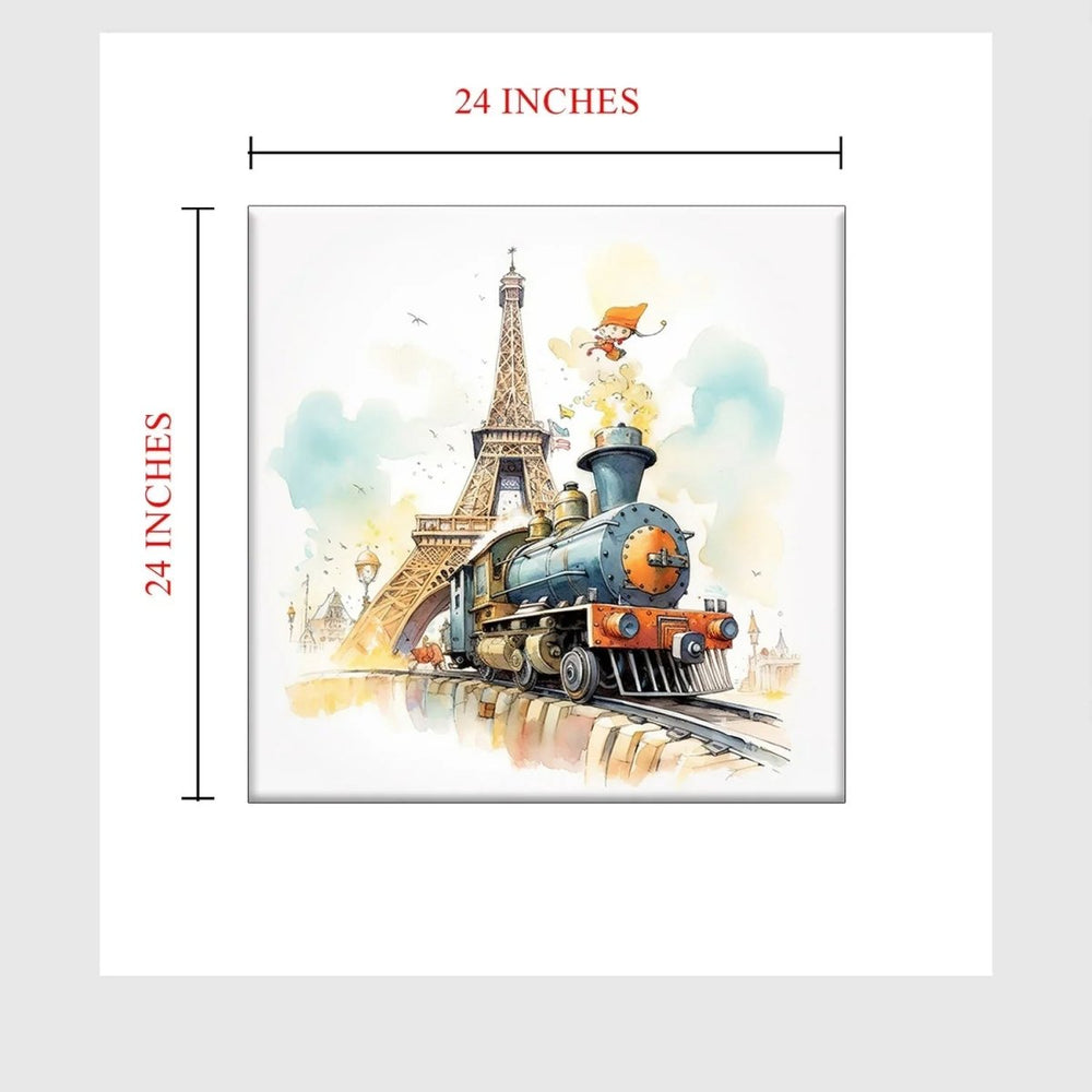 Train With Eiffel Tower Wall Art - All India Decor