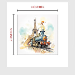 Train With Eiffel Tower Wall Art - All India Decor