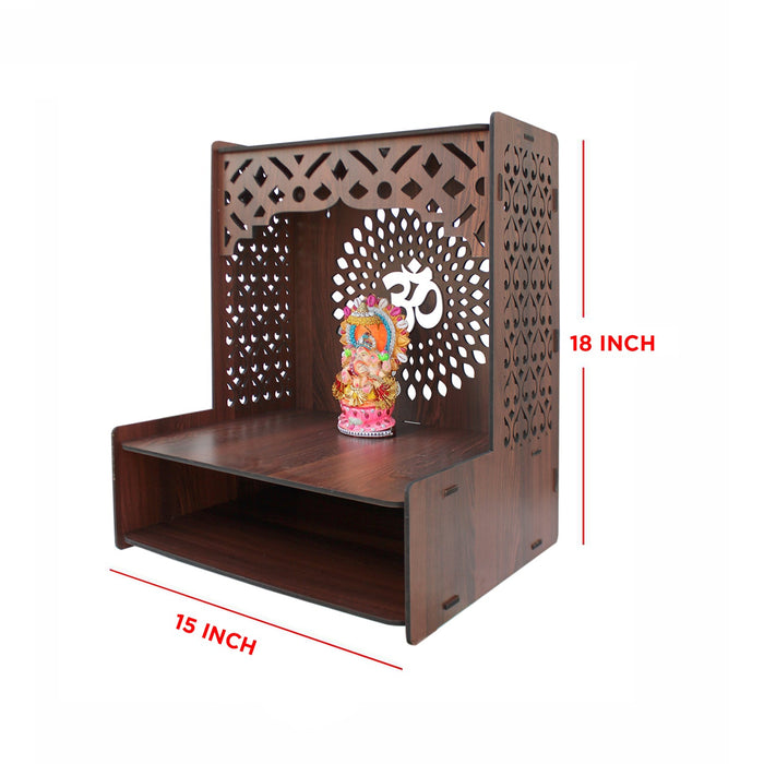 Portable Pooja Mandir for Home with Spacious Shelf & Inbuilt Focus Lights