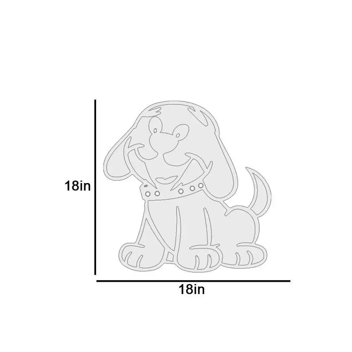 Measurement chart of a dog-shaped light wall decor