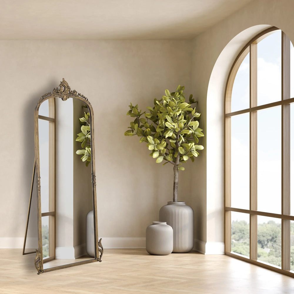 Full length mirror vintage brass