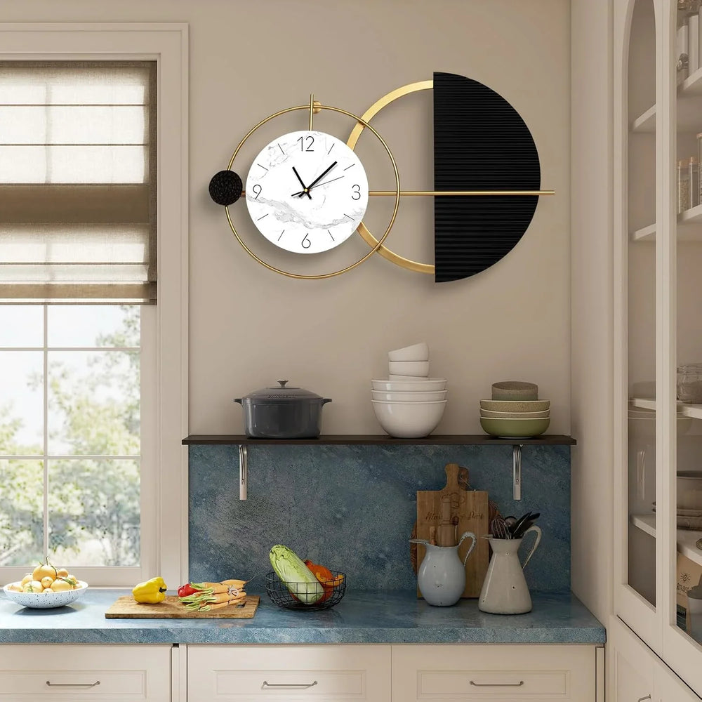 Golden Orbit Minimalist Wall Decor Clock - All India Decor