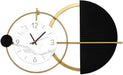 Modern wall clock with gold frame and black and white design