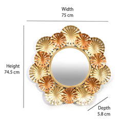 Coral Round Decorative Metal Frame Mirror (Brown & Gold) - All India Decor