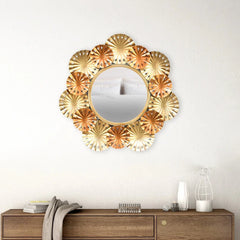 Coral Round Decorative Metal Frame Mirror (Brown & Gold) - All India Decor