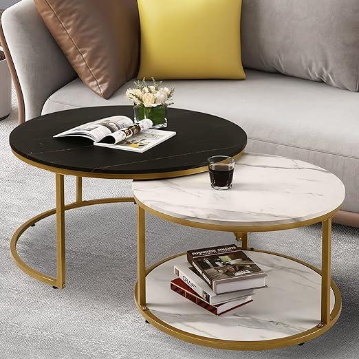 Negro & Alba Nesting Coffee Tables Set Of 2 - All India Decor