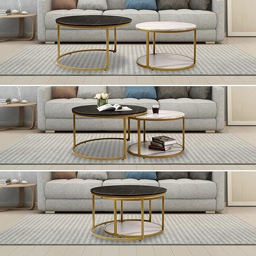 Negro & Alba Nesting Coffee Tables Set Of 2 - All India Decor
