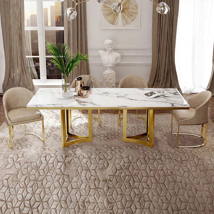 Astral White and Gold Dining Table with Chairs  AID-2