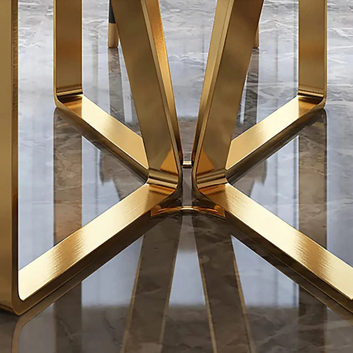 Amalgam Metal Marble Dining Table chairs AID-1