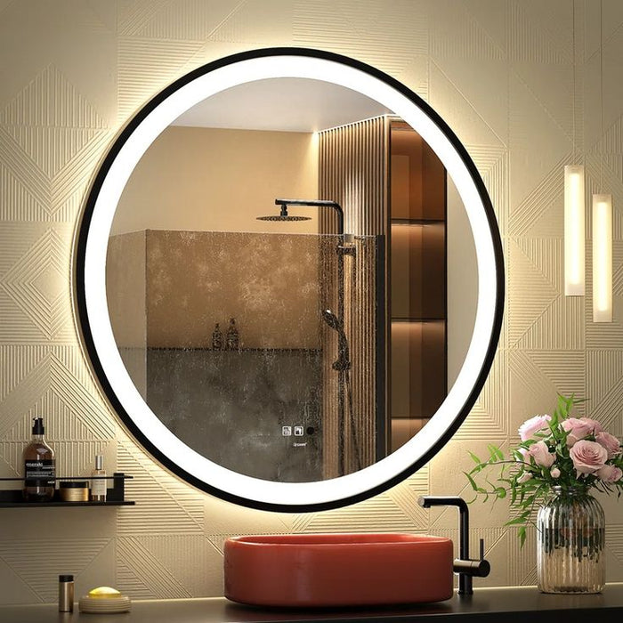 Framed Round LED Mirror