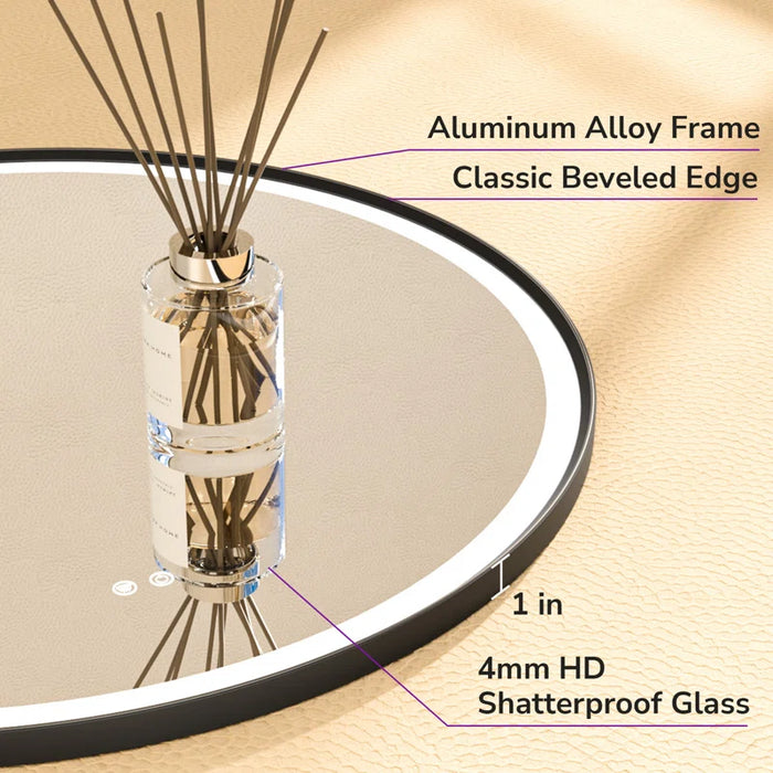Framed Round LED Mirror