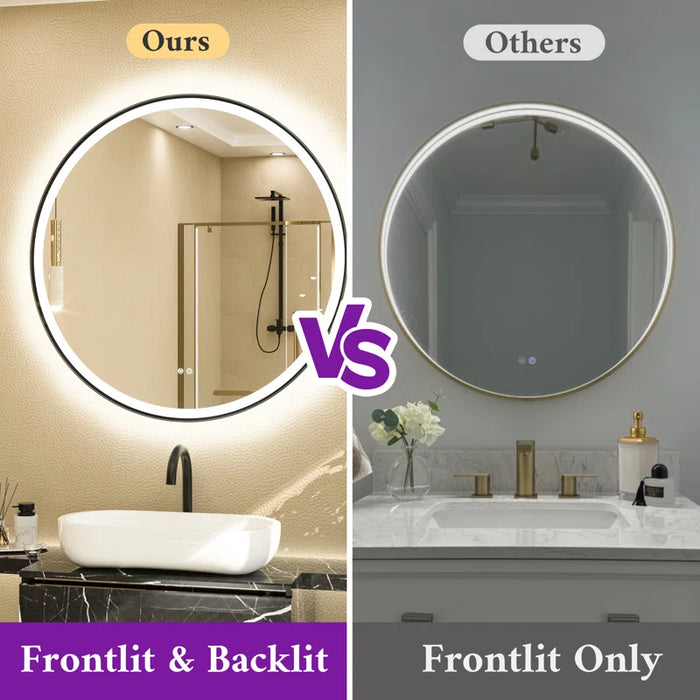 Framed Round LED Mirror