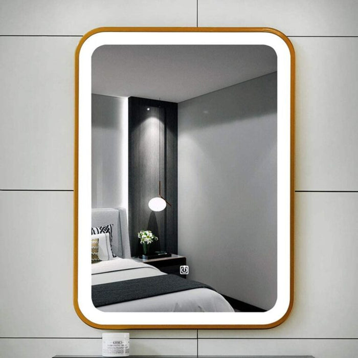 Liana Gold Framed Rectangle LED Mirror