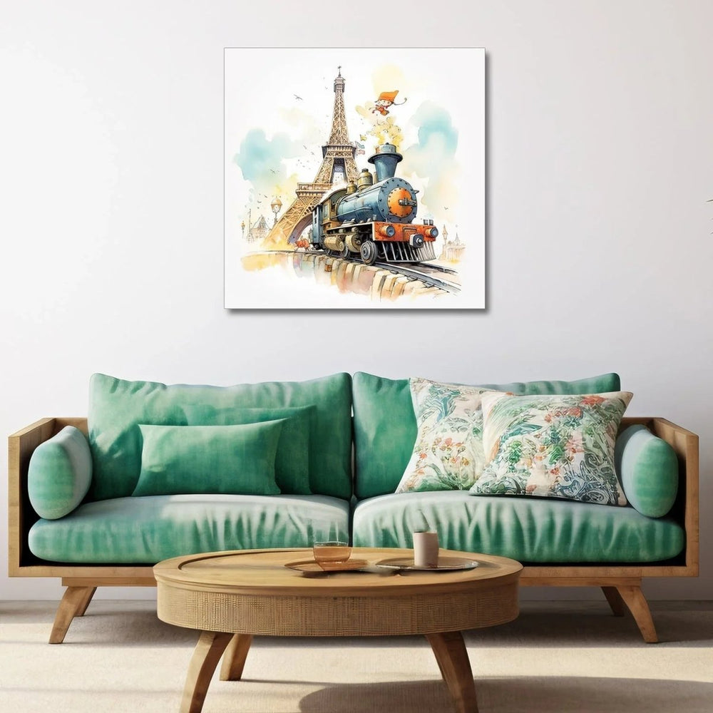 Train With Eiffel Tower Wall Art - All India Decor