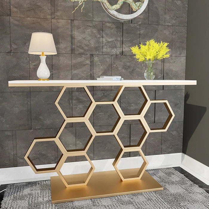luxury Console table with honeycomb design 