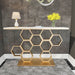 luxury Console table elegant design with against a gray tiled wall