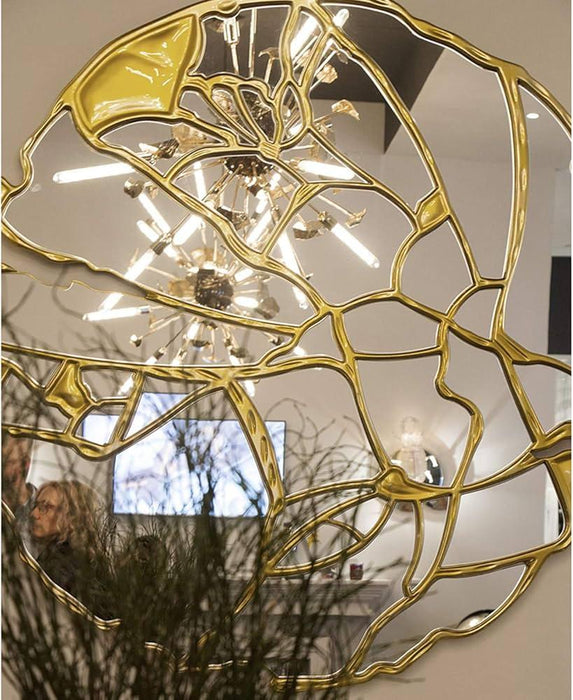 Gold leaf luxury wall mirror with intricate design