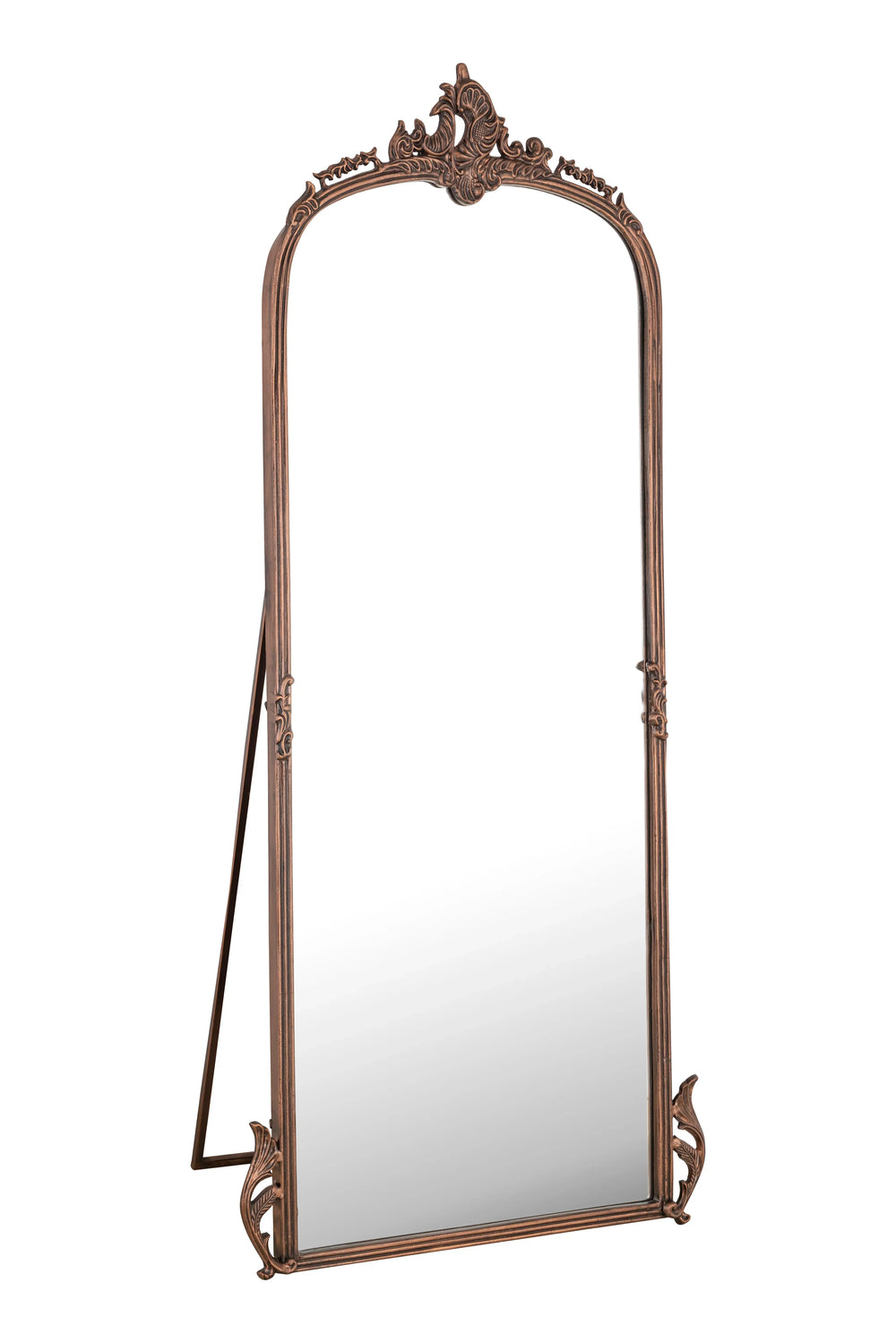 Hand casted Full length Mirror with Stand in Aluminium / Mirror (Vintage Copper) - All India Decor