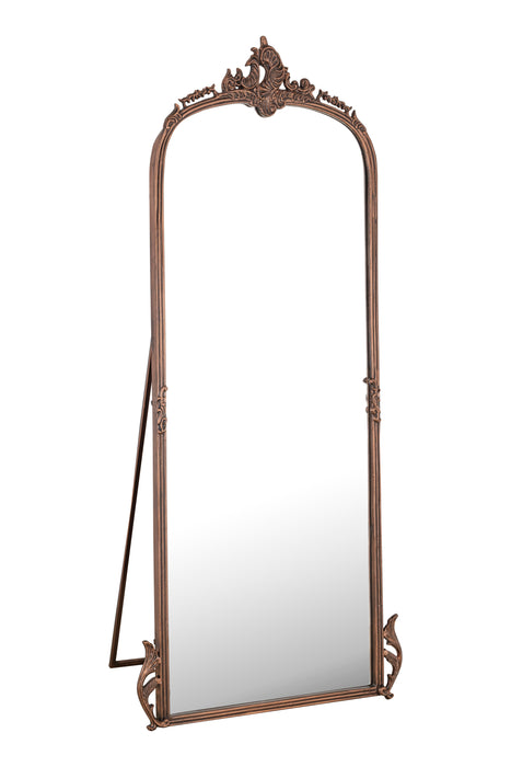 Hand casted Full length Mirror with Stand in Aluminium / Mirror (Vintage Copper)