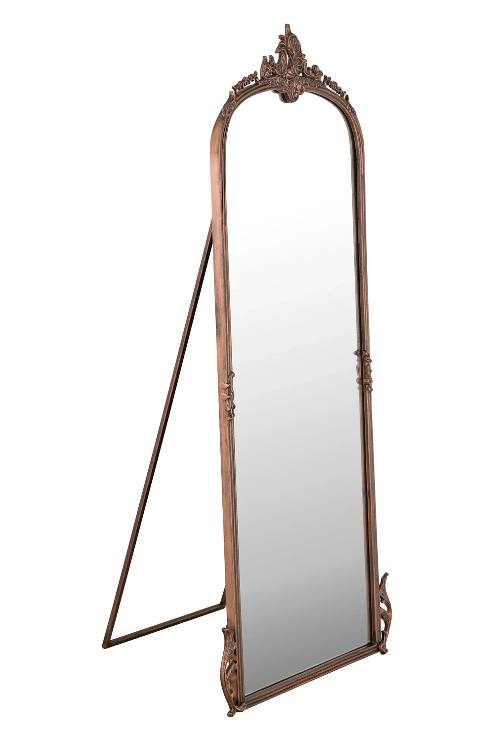 Hand casted Full length Mirror with Stand in Aluminium / Mirror (Vintage Copper) - All India Decor