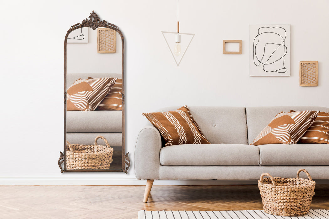 Hand casted Full length Mirror with Stand in Aluminium / Mirror  (Vintage Copper)