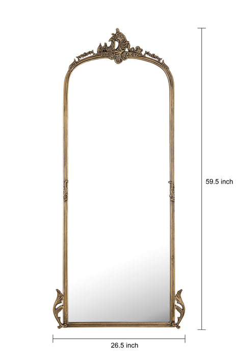 Hand casted Full length Mirror with Stand in Aluminium / Mirror (Antique Brass)