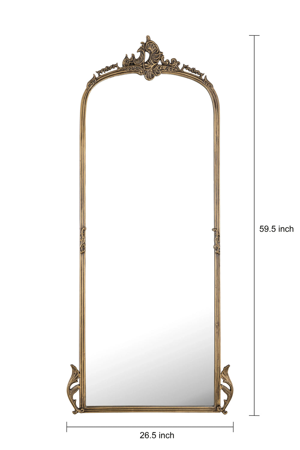 Victorian Arched Full length Mirror (Antique Brass) - All India Decor