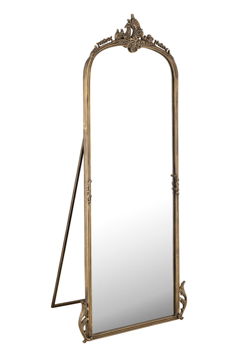 Hand casted Full length Mirror with Stand in Aluminium / Mirror (Antique Brass)