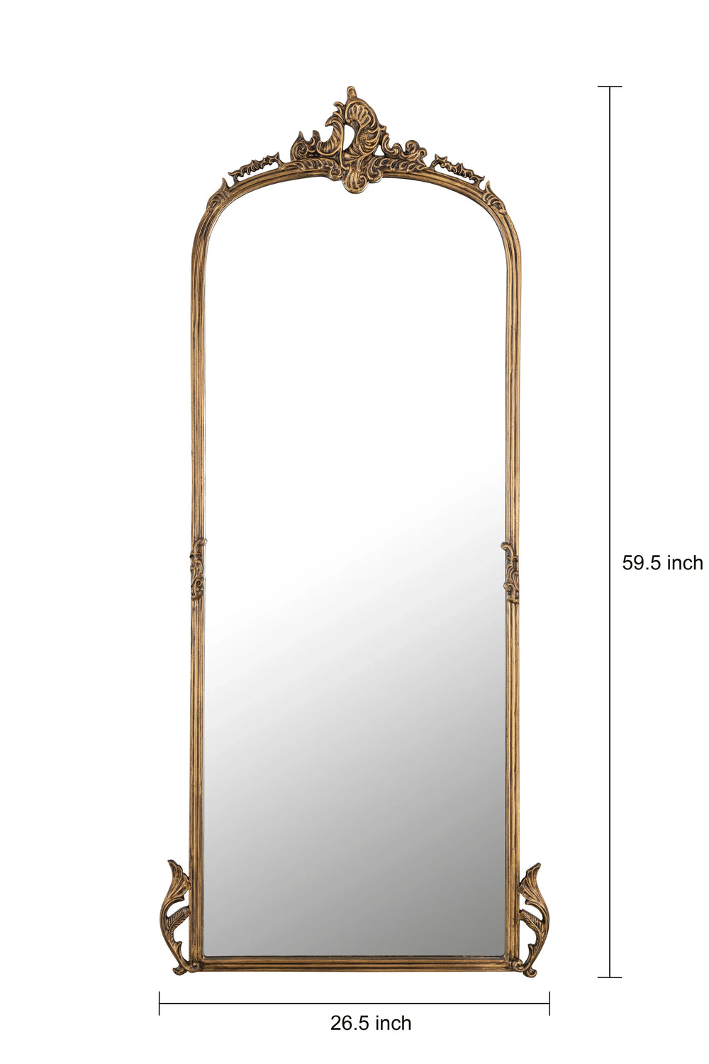 Hand casted Full length Mirror in Aluminium / Mirror (Vintage Brass) - All India Decor