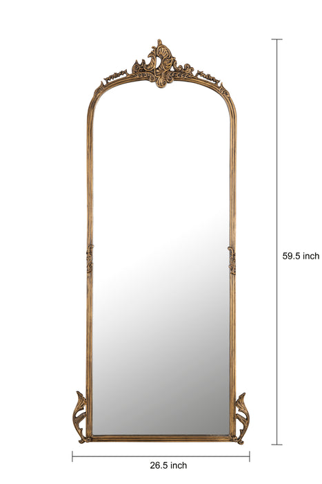Hand casted Full length Mirror with Stand in Aluminium / Mirror  (Vintage Brass)